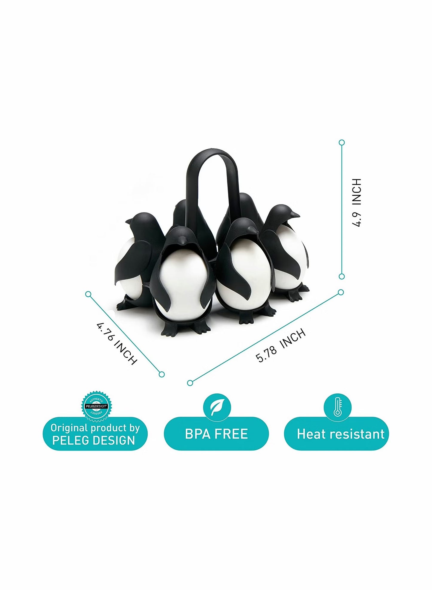 Egguins 3-in-1 Cook, Store and Serve Egg Holder, Penguin-Shaped Boiled Egg Cooker