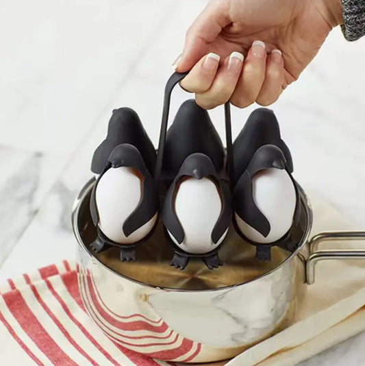 Egguins 3-in-1 Cook, Store and Serve Egg Holder, Penguin-Shaped Boiled Egg Cooker