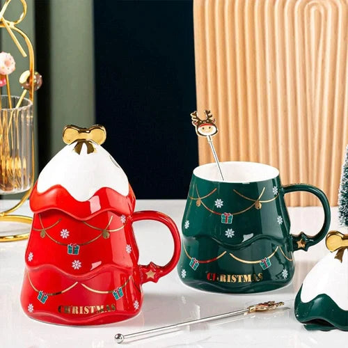 Capacity: 400 ML Ceramic Christmas Theme Bow Mug For Decor & Gifting